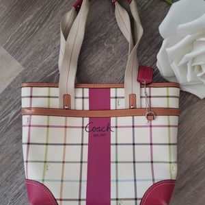 Coach Heritage Stripe Tattersall Tote F14790 Plaid